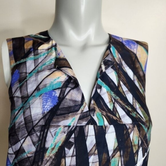 Boss Hugo Boss Silk Abstract Print Sleeveless Blouse Size 0 US - Picture 3 of 13